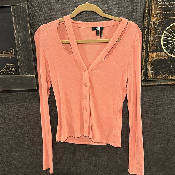 Paige Women's Sycamore Rib-Knit Cut-Out Cardigan-size Med - Picture 2 of 5